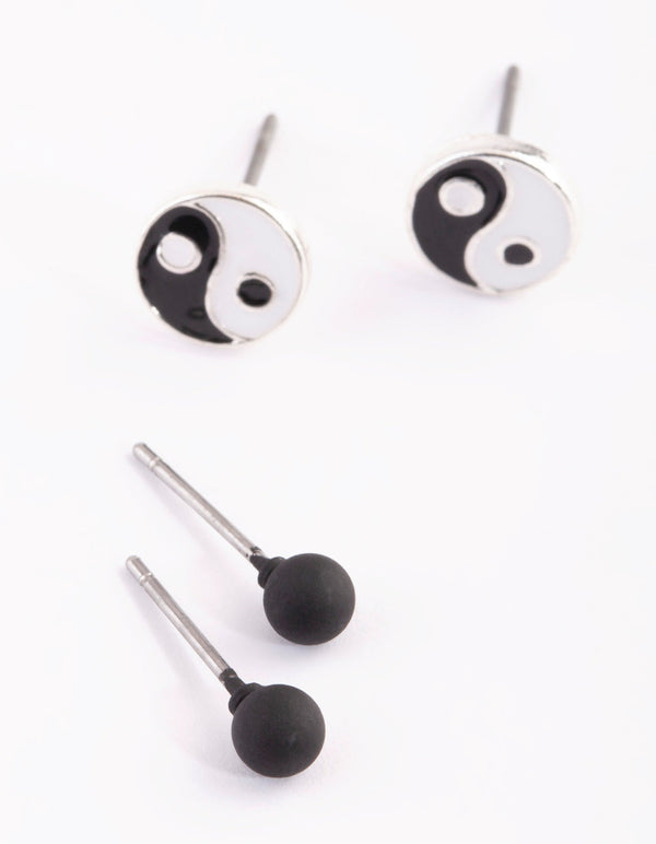 Black and White Yin Yang Earring Pack