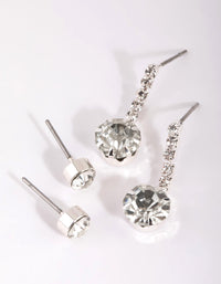 Silver Diamante Chain Drop Earrings - link has visual effect only