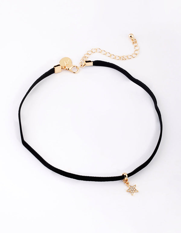 Gold Diamante Star Choker Necklace