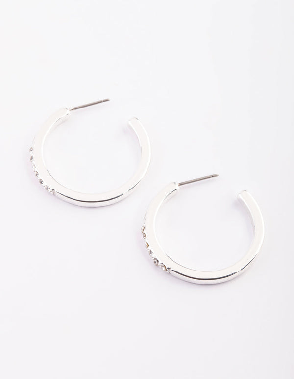 Silver Diamante Hoop Earrings