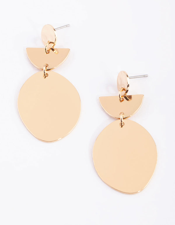 Gold Geometric Circle Drop Earrings