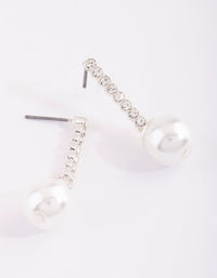 Silver Diamante and Pearl Drop Earrings - link has visual effect only