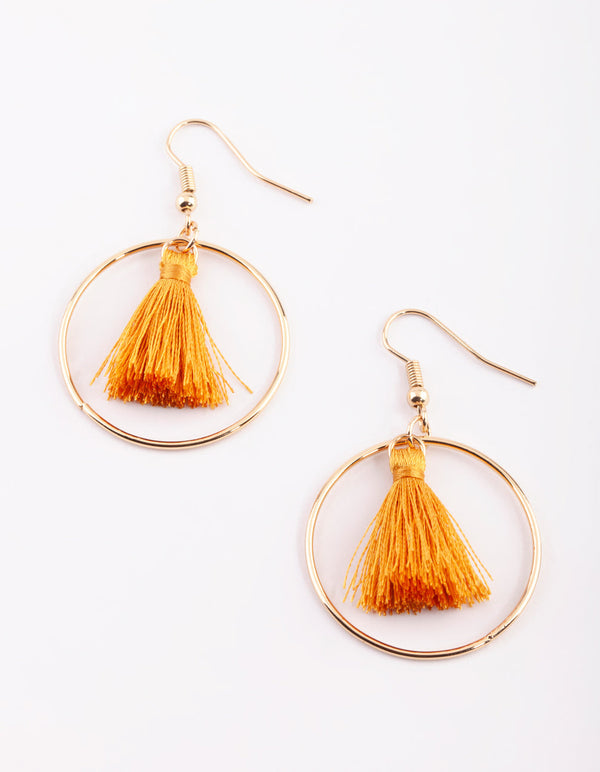 Yellow Tassel Drop Earrings