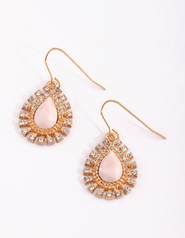 Blush Teardrop Gem Drop Earrings
