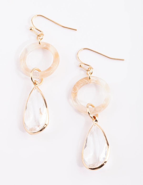 Neutral Circle and Teardrop Earrings