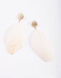 Cream Feather Drop Earrings - link has visual effect only