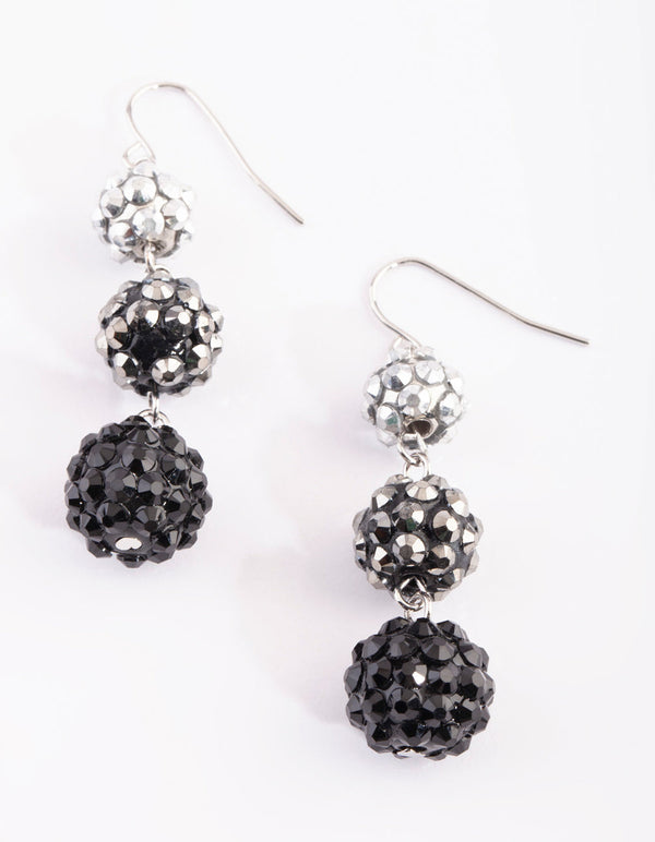 Rhodium Beaded Drop Earrings