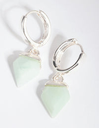 Silver Amazonite Huggie Earrings - link has visual effect only