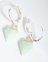 Silver Amazonite Huggie Earrings - link has visual effect only