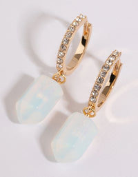 Gold Moonstone and Diamante Huggie Earrings - link has visual effect only