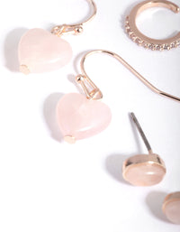 Rose Gold Quartz Heart Stack Pack Earrings - link has visual effect only