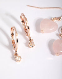 Rose Gold Quartz Heart Stack Pack Earrings - link has visual effect only