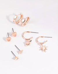 Rose Gold Quartz Starburst Stack Pack Earrings - link has visual effect only