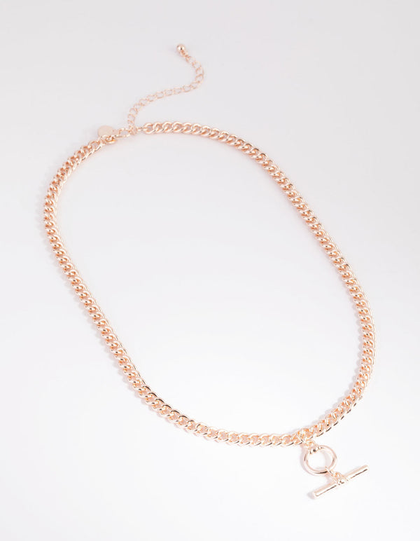 Rose Gold Bar and Circle Necklace