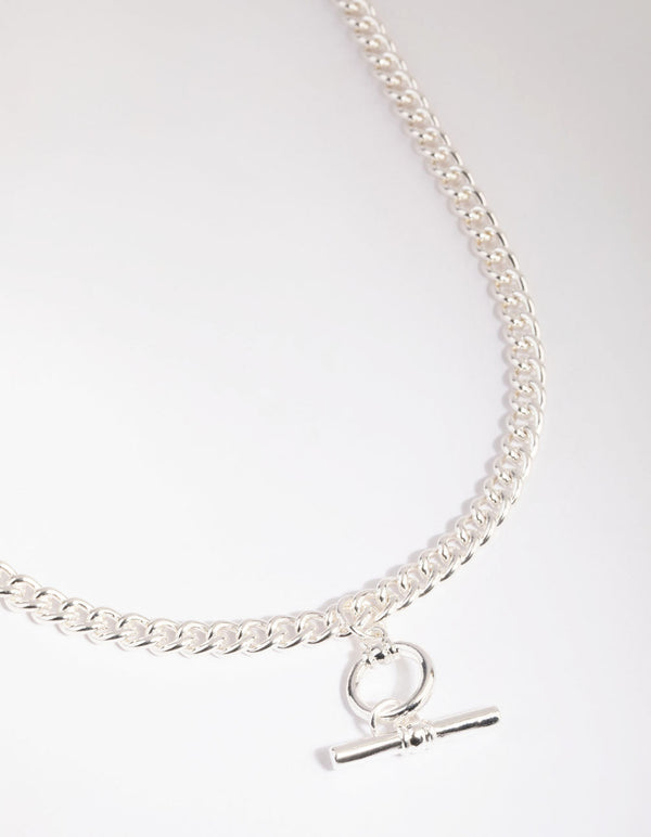 Silver Bar and Circle Necklace