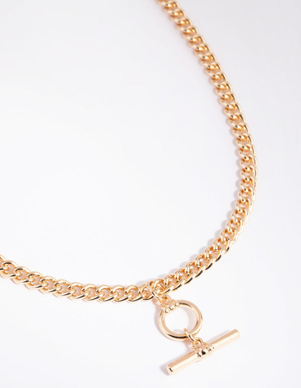 Gold Bar and Circle Necklace