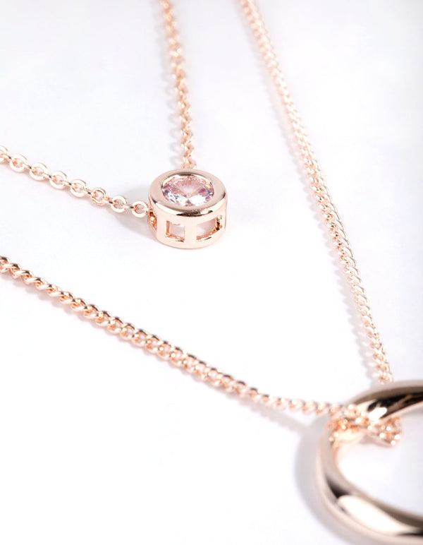 Rose Gold Diamante Layered Necklace