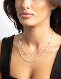 Silver Star and Diamante Layered Necklace - link has visual effect only