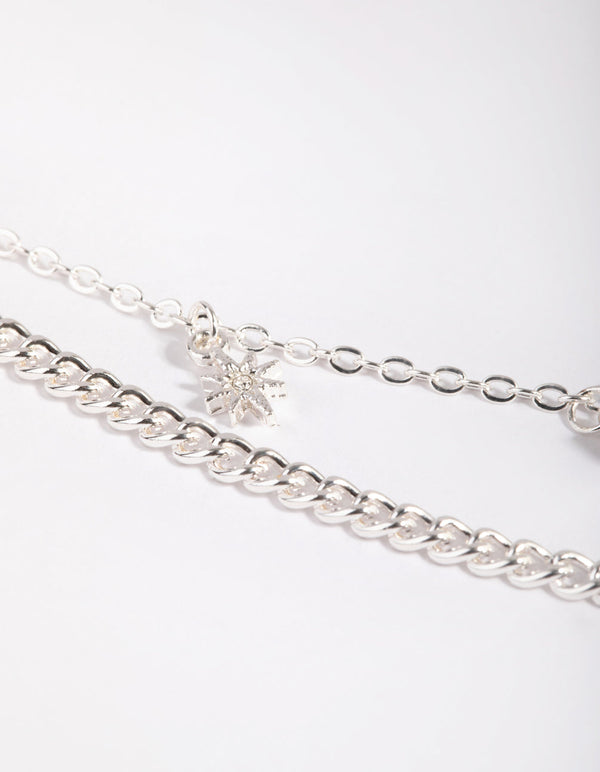 Silver Star and Diamante Layered Necklace