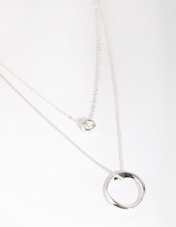 Silver Diamante Layered Necklace