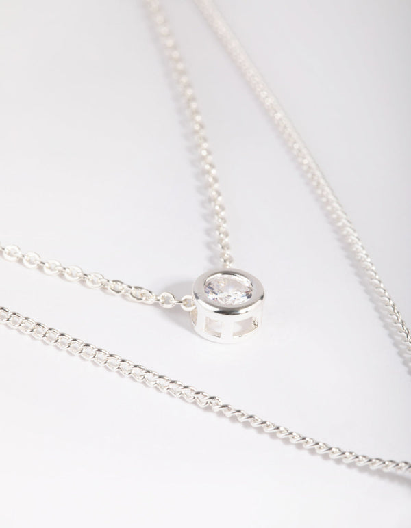 Silver Diamante Layered Necklace