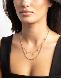 Gold Star and Diamante Layered Necklace - link has visual effect only