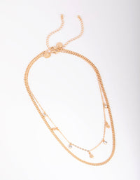 Gold Star and Diamante Layered Necklace - link has visual effect only
