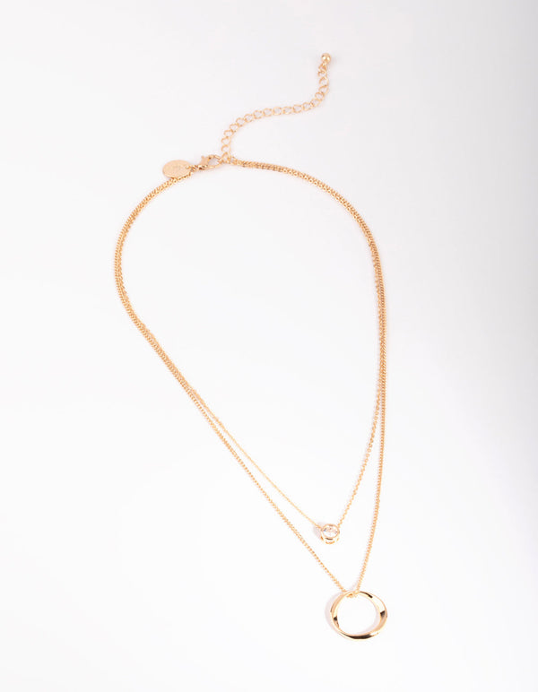 Gold Diamante Layered Necklace