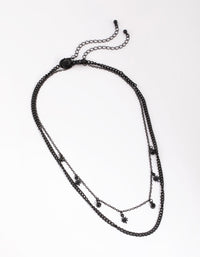 Matte Black Star and Diamante Layered Necklace - link has visual effect only