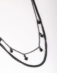 Matte Black Star and Diamante Layered Necklace - link has visual effect only