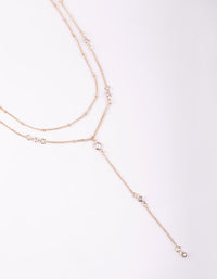 Rose Gold Round Bezel Layered Necklace - link has visual effect only
