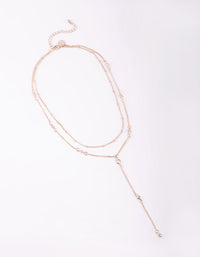 Rose Gold Round Bezel Layered Necklace - link has visual effect only