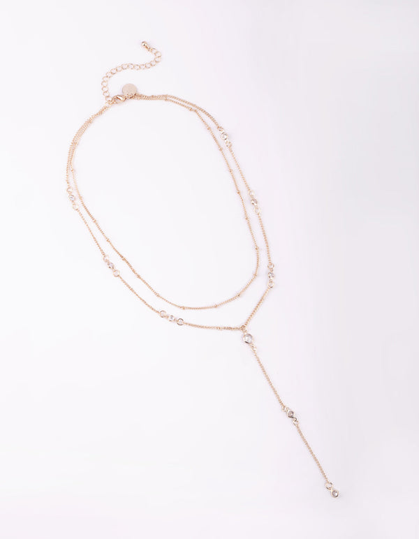 Rose Gold Round Bezel Layered Necklace