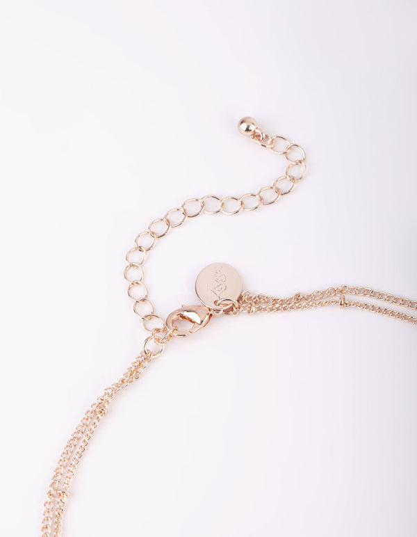 Rose Gold Round Bezel Layered Necklace
