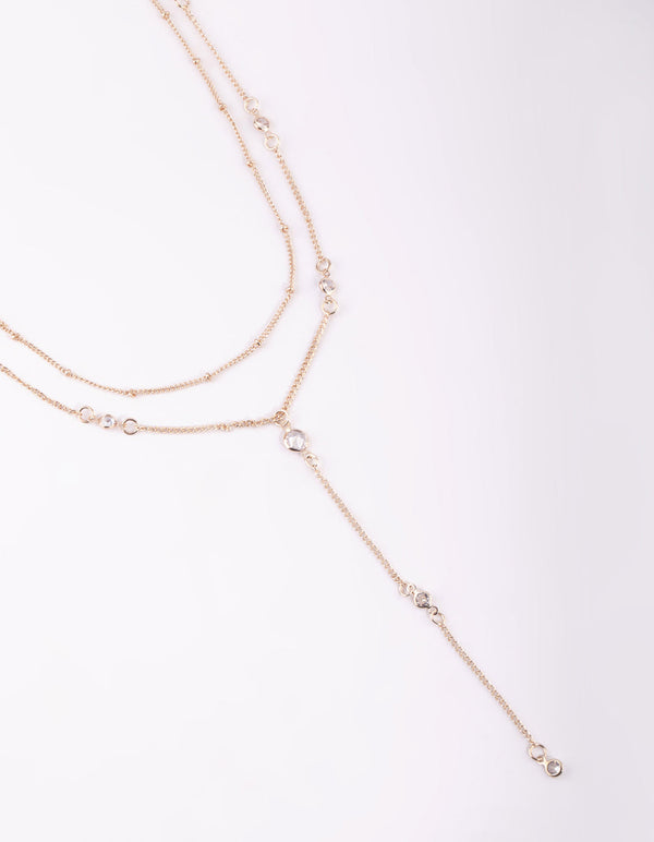 Rose Gold Round Bezel Layered Necklace