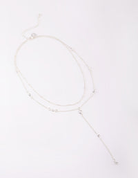 Silver Round Bezel Layered Necklace - link has visual effect only