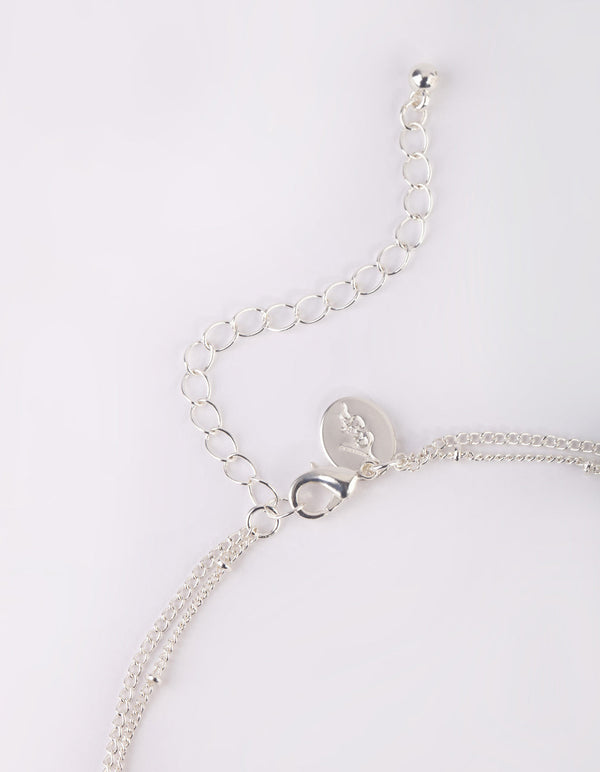 Silver Round Bezel Layered Necklace