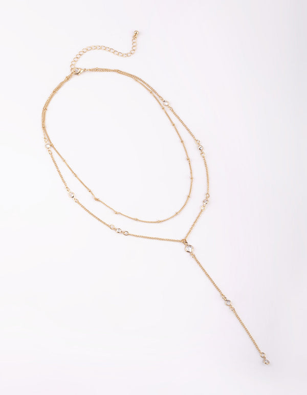 Gold Round Bezel Layered Necklace