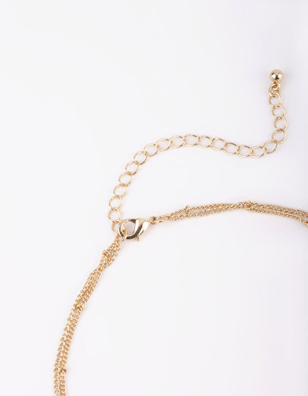 Gold Round Bezel Layered Necklace