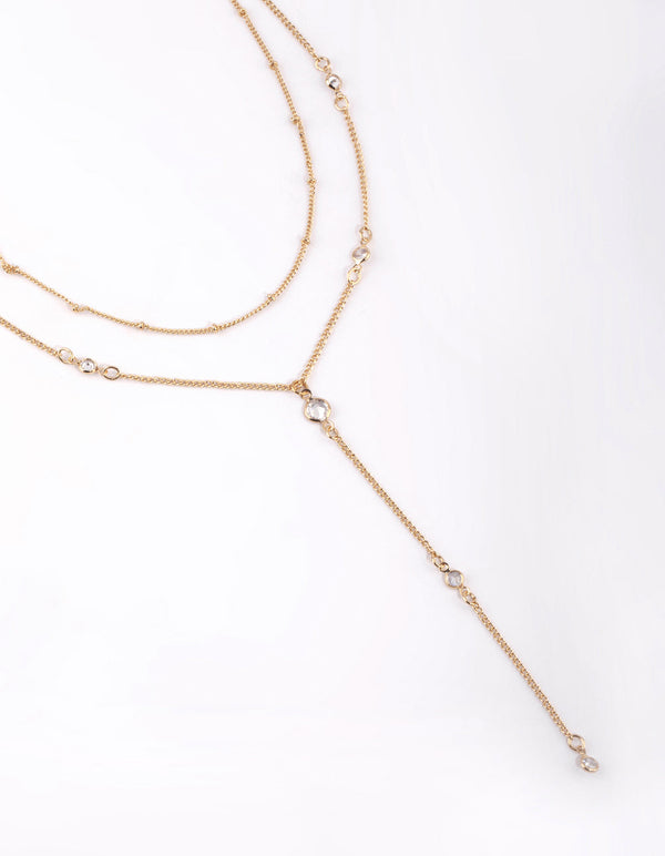 Gold Round Bezel Layered Necklace