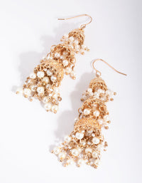 Gold Triple Bell Drop Earrings - link has visual effect only