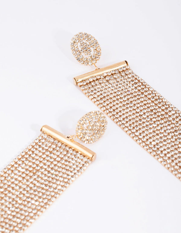 Gold Diamante Drop Earrings