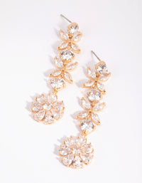 Gold Diamond Simulant Flower Drop Earrings - link has visual effect only