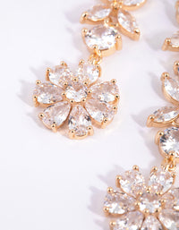 Gold Diamond Simulant Flower Drop Earrings - link has visual effect only