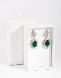 Emerald Diamond Simulant Oval Drop Earrings - link has visual effect only