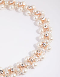 Rose Gold Diamante and Pearl Choker Necklace - link has visual effect only