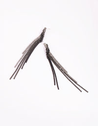 Gunmetal Diamante Drop Earrings - link has visual effect only