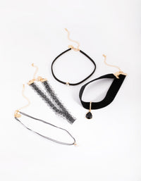 Gold Lace and Teardrop Choker Necklace Pack - link has visual effect only