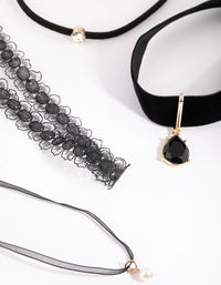 Gold Lace and Teardrop Choker Necklace Pack - link has visual effect only