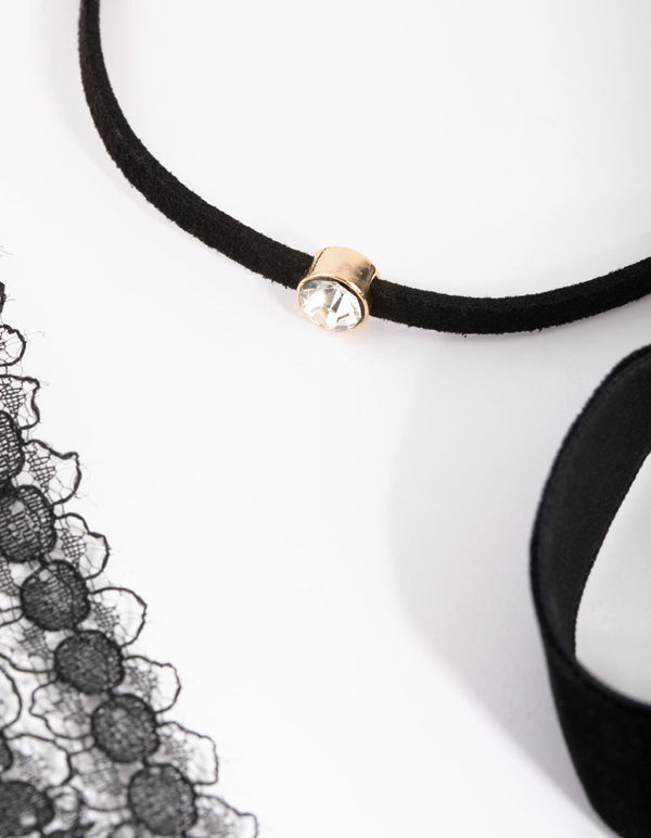 Gold Lace and Teardrop Choker Necklace Pack